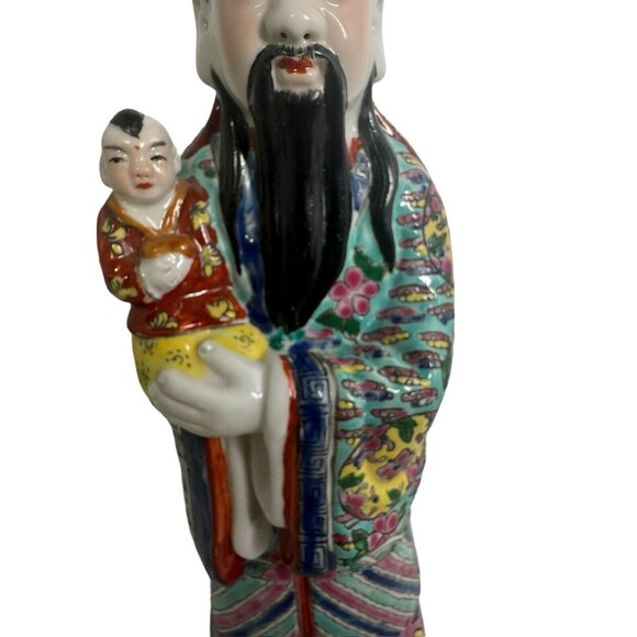 Antique Chinese Famille Rose Porcelain Shao Lao- God Of Longevity- Signed- Read - Picture 4 of 16